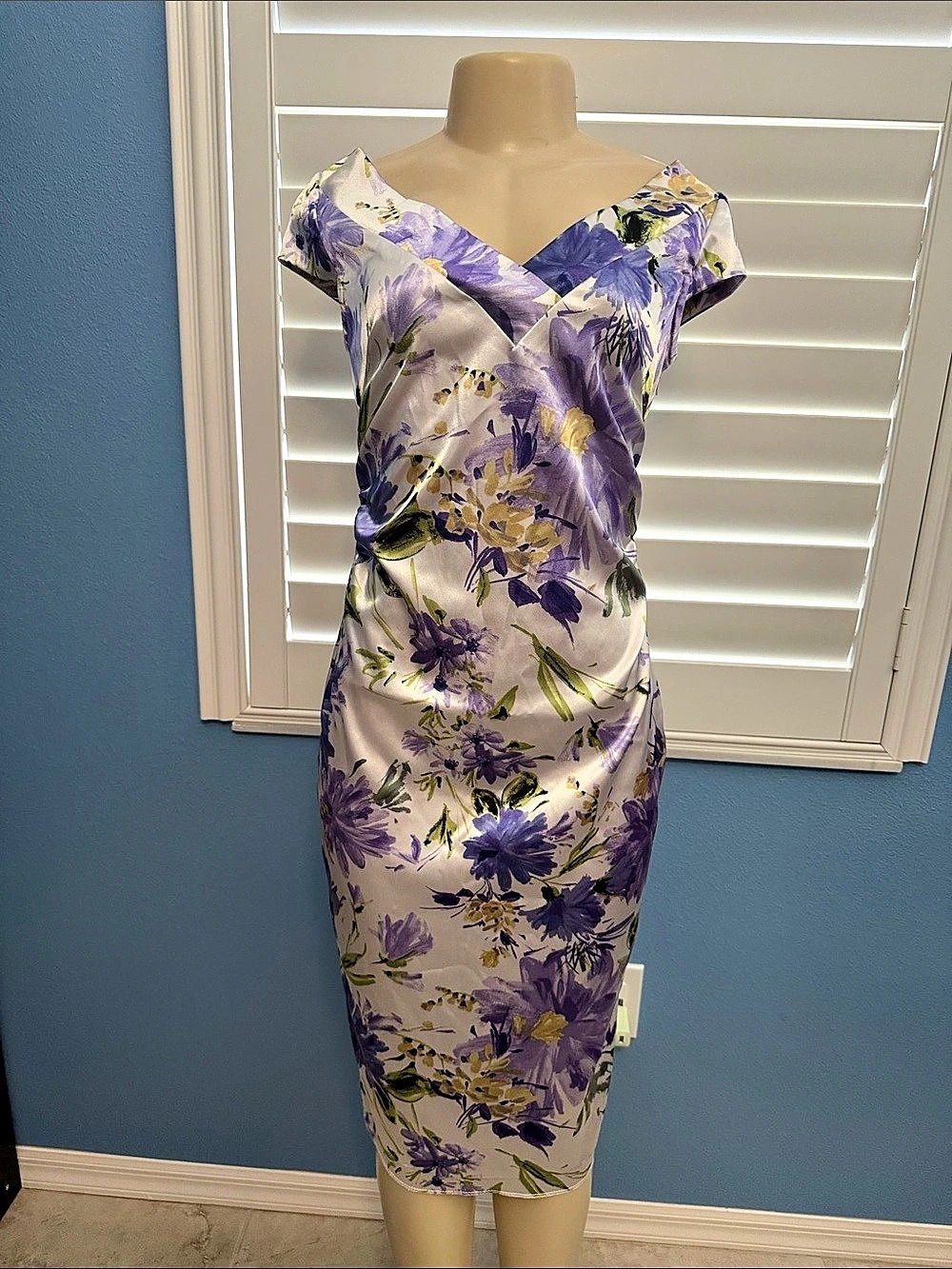 Wore to Derby day! Floral Midi Dress in Purple & White